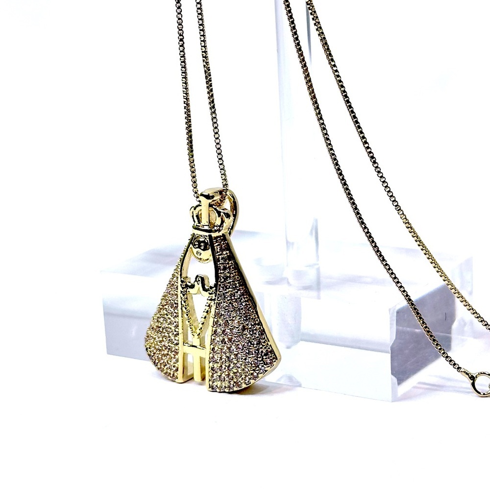 Golden Angel in Prayer Pendant Necklace with CZ Accents on 18” Chain | NWT